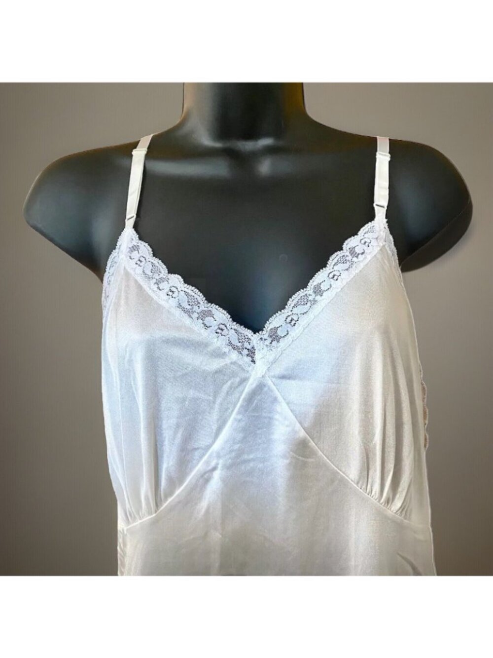 Vintage Dusk to Dawn Slip Coquette Twee Goth Cream Lace Trim 42C Lingerie - Picture 4 of 11